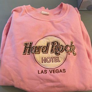 Rare Hard Rock Las Vegas Embroidered Pink Crew Neck Cheetah Print XL
